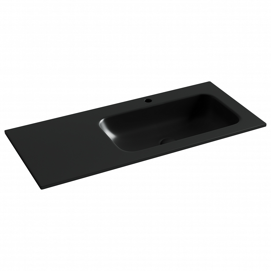 Раковина мебельная Ceramicanova Грация / Grace 101x45,7x13,7 без перелива, с отверстием под смеситель, чаша справа, прямоугольная, черный матовый — РАК010062 — фото 1