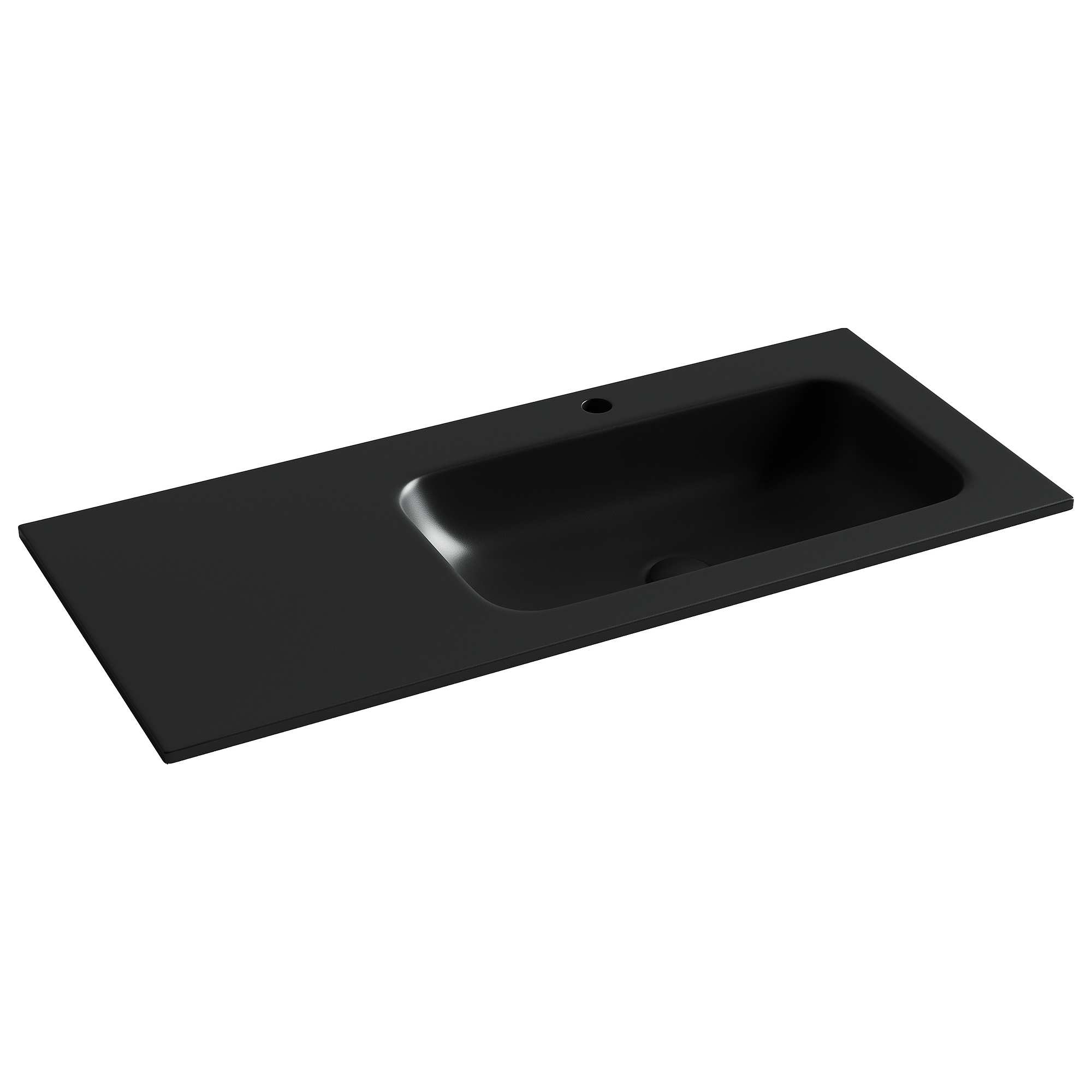 Раковина мебельная Ceramicanova Грация / Grace 101x45,7x13,7 без перелива, с отверстием под смеситель, чаша справа, прямоугольная, черный матовый — РАК010062 — фото 1