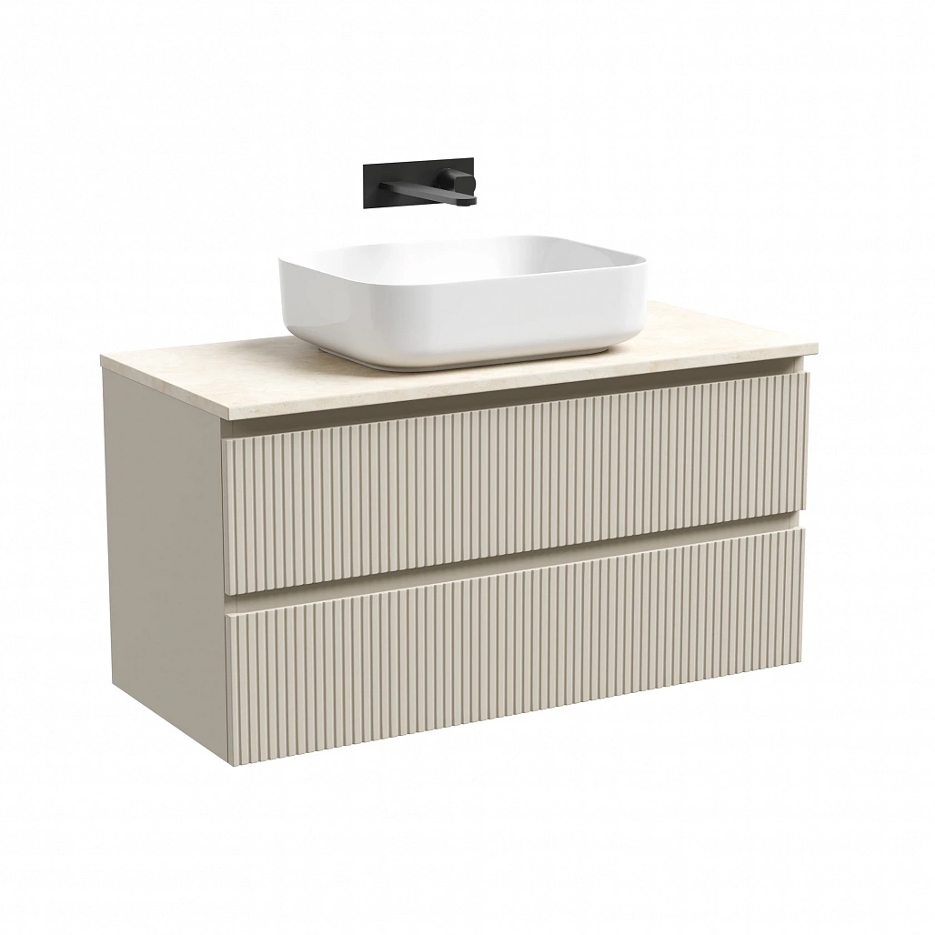 Тумба под столешницу Sancos Сноб T / Snob T 99,5x44,5x50 подвесная, белый матовый / bianco, столешница без отверстия под смеситель, креман / kreman — МЕБ009864 — фото 1