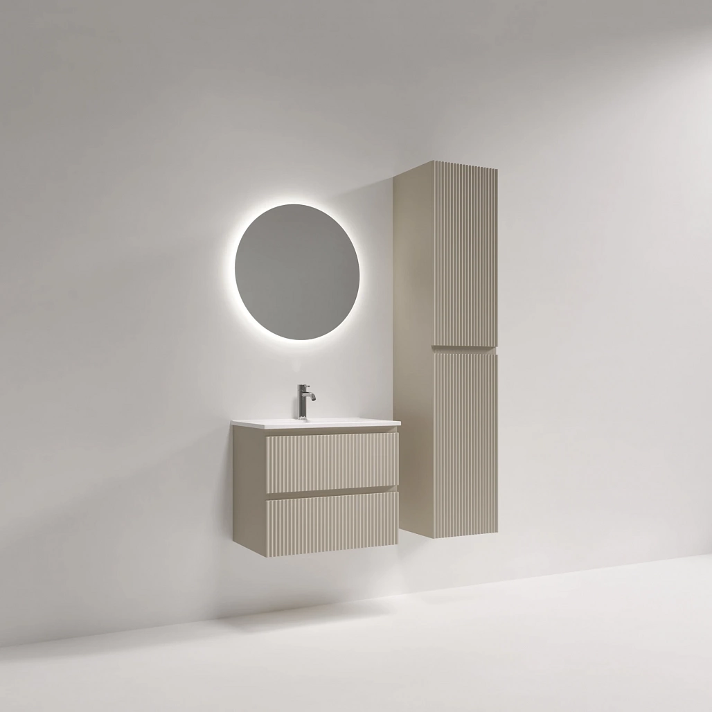 Тумба под раковину Sancos Сноб Р 390 / Snob R 390 59x39x50 подвесная, два ящика, бежевый матовый / beige soft — МЕБ009292 — фото 3