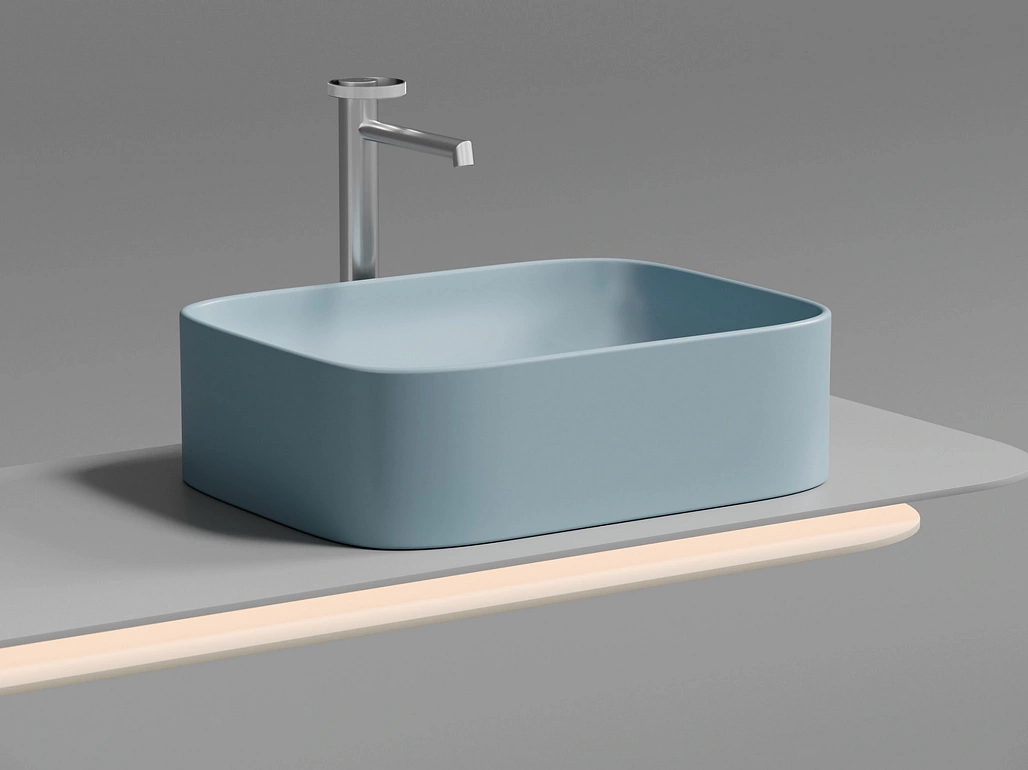 Раковина накладная Ceramicanova Элемент / Element 50,5x38x15 без перелива, прямоугольная, голубой матовый — РАК010121 — фото 7