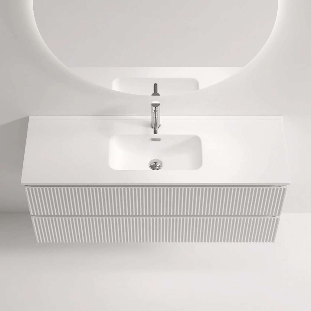 Тумба под раковину Sancos Сноб Р 390 / Snob R 390 119,5x39x50 подвесная, два ящика, белый матовый / bianco — МЕБ009278 — фото 5