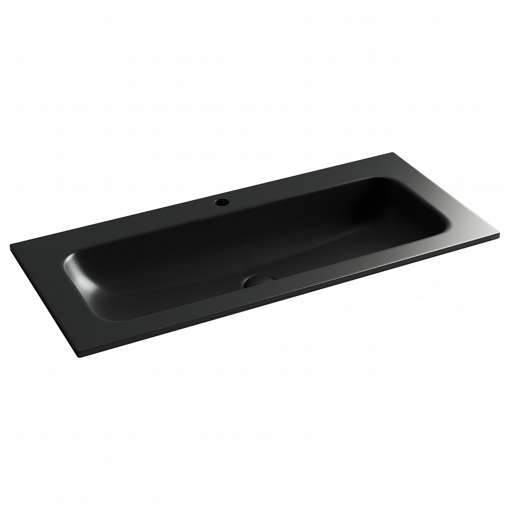 Раковина мебельная Ceramicanova Грация / Grace 101x45,7x13,7 без перелива, с отверстием под смеситель, прямоугольная, черный матовый — РАК010064 — фото 1
